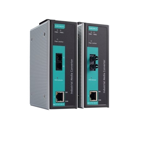 MOXA 목사 IMC-P101-M-ST PoE industrial 10/100BaseT(X) to 100BaseFX media converter, multi-mode port with ST connector, 0 to 60°C operating temperature