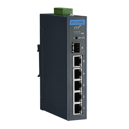 ADVANTECH 어드밴텍 EKI-2706E-1GFPI-AE 4FE PoE+1G+1G SFP Unmanaged Ethernet Switch IEEE802.3af/at 48V~53VDC -40~75℃