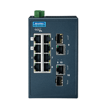 ADVANTECH 어드밴텍 EKI-5629CI-MB-AE 8FE+2G Combo Managed Ethernet Switch support Modbus/TCP -40~75℃