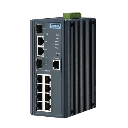 ADVANTECH 어드밴텍 EKI-7710E-2C-AE 8포트 10/100Mbps + 2G 매니지드 리던던트 이더넷 스위치