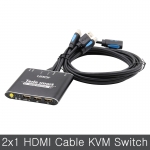 TESmart 티이스마트 HKS0201C10 2포트 HDMI KVM / HDMI v.1.4 / USB 허브 / 케이블 일체형