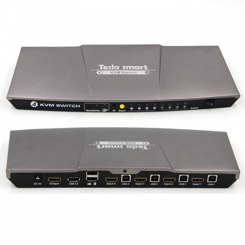 TESmart 티이스마트 HKS0401A30 4포트 HDMI KVM / HDMI v1.4 / USB 허브 / 리모컨(건전지포함) / DC 5V 2A 어댑터