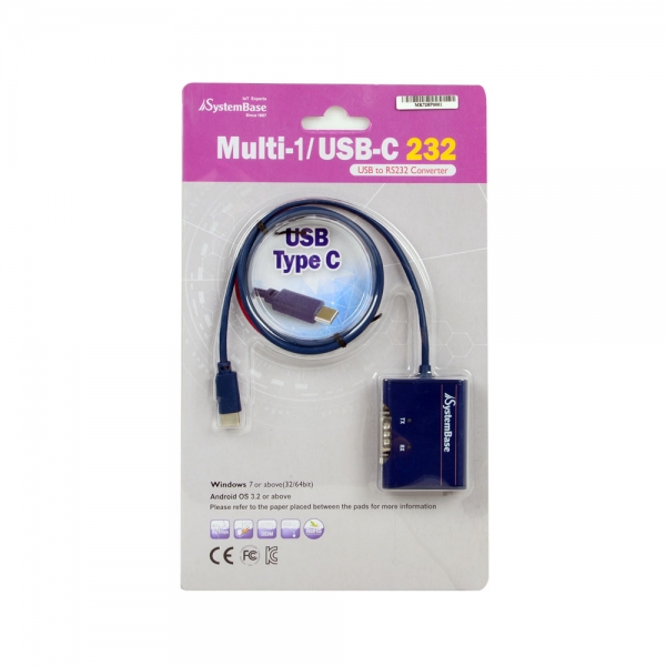 Systembase 시스템베이스 Multi-1/USB-C RS232 [USB 타입-C] 시리얼통신 어댑터