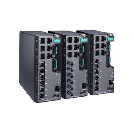 MOXA 목사EDS-4009-3MST-LV-T Managed Ethernet switch with 6 10/100BaseT(X) ports, 3 100BaseFX multi-mode ports with ST connectors, single power supply 110/220 VAC/VDC, -40 to 75°C operating temperature