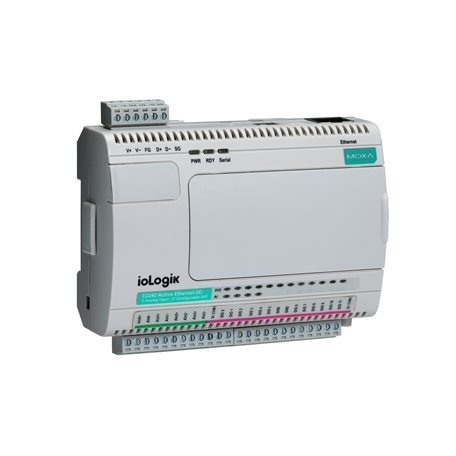 MOXA 목사 ioLogik E2210-T Universal controller, 12 DIs, 8 DOs, Click&Go, -40 to 75°C operating temperature
