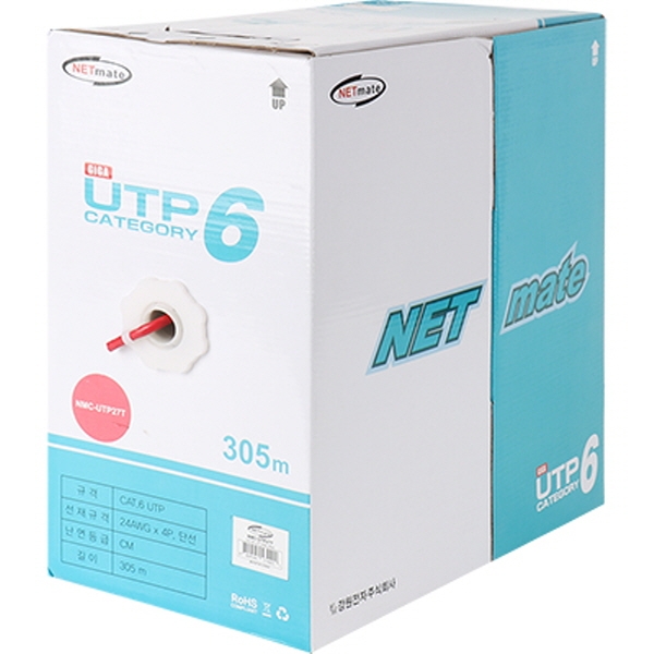 넷메이트 NMC-UTP27T CAT.6 UTP 케이블 305m (단선/레드)