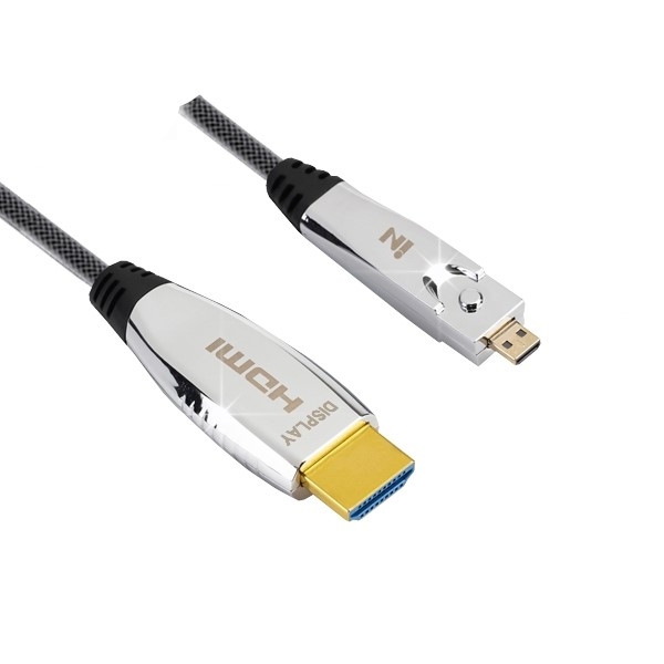 인네트워크 IN-MCHAOC2015 매쉬 하이브리드 광 Micro HDMI TO HDMI 2.0V 4K 실버메탈 망사 케이블 15M