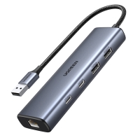 유그린 U-45321 USB3.2 10Gbps 2C 2A USB 멀티허브 기가비트 인터넷 랜카드