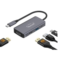 마하링크 ML-HUP100 USB-C 듀얼 HDMI 4K 변환 어댑터 PD충전 USB포트 멀티허브