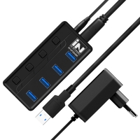 인네트워크 IN-UP304BK USB3.0 4포트 확장 개별전원 분리형 USB허브 블랙+아답터 세트