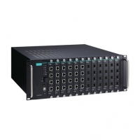 MOXA 목사 ICS-G7748A-HV-HV Full Gigabit modular managed Ethernet switch system with 12 slots for 4-port Gigabit Ethernet interface modules, 2 isolated power supplies (85 to 264 VAC), for a total of up to 48G ports, -10 to 60&deg;C operating temperature