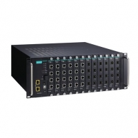 MOXA 목사 ICS-G7750A-2XG-HV-HV Full Gigabit modular managed Ethernet switch system with 2 10GbE SFP+ slots, 12 slots for 4-port Gigabit Ethernet interface modules, 2 isolated power supplies (85 to 264 VAC), for a total of up to 48G + 2 10GbE ports, -10