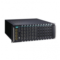 MOXA 목사 ICS-G7752A-4XG-HV-HV Full Gigabit modular managed Ethernet switch system with 4 10GbE SFP+ slots, 12 slots for 4-port Gigabit Ethernet interface modules, 2 isolated power supplies (85 to 264 VAC), for a total of up to 48G + 4 10GbE ports, -10